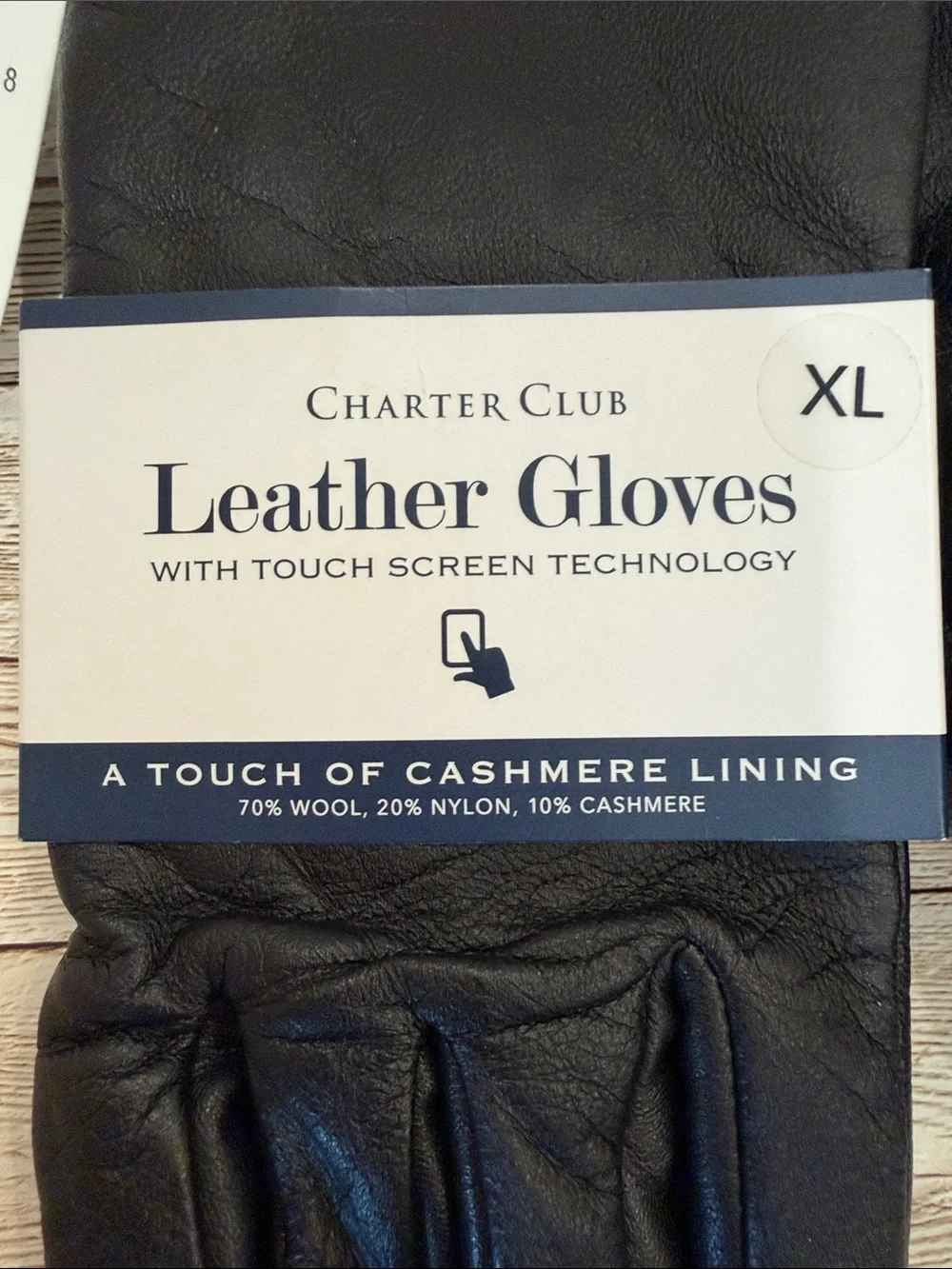 Charter Club Black Leather Touchscreen Gloves XL NEW
